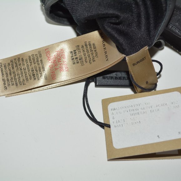 NWT BURBERRY PYTHON LEATHER FLORAL PRINT GLOVES - Picture 5 of 5